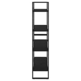 4-Tier Book Cabinet Black 80x30x140 cm Solid Pine Wood - Rear View