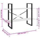 2-Tier Book Cabinet White 100x30x70 cm Engineered Wood - Close-Up Angle