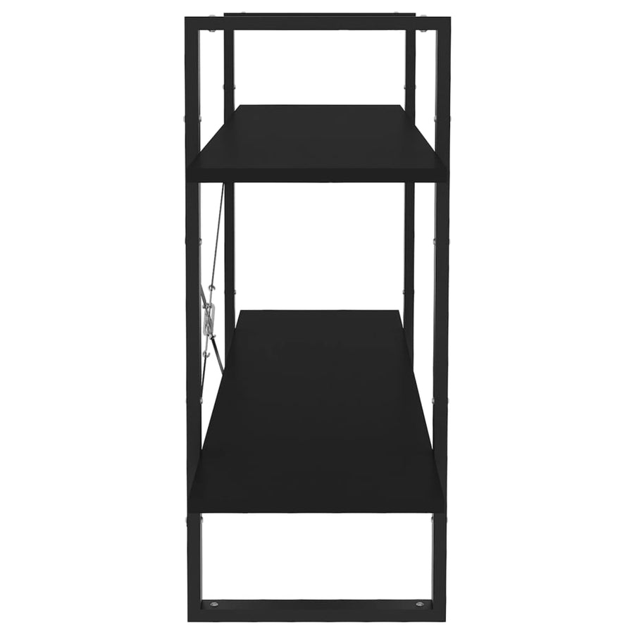 2-Tier Book Cabinet Black 100x30x70 cm Engineered Wood