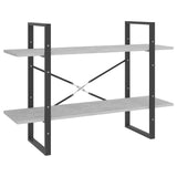 2-Tier Book Cabinet Concrete Grey 100x30x70 cm Engineered Wood - Front View