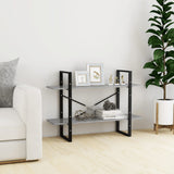 2-Tier Book Cabinet Concrete Grey 100x30x70 cm Engineered Wood - Side View