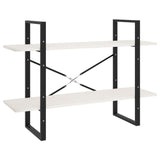 2-Tier Book Cabinet White 100x30x70 cm Solid Pine Wood - Front View