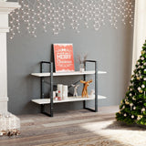 2-Tier Book Cabinet White 100x30x70 cm Solid Pine Wood - Side View