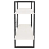 2-Tier Book Cabinet White 100x30x70 cm Solid Pine Wood - Rear View