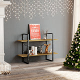 2-Tier Book Cabinet 100x30x70 cm Solid Pine Wood - Side View
