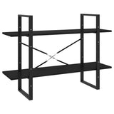 2-Tier Book Cabinet Black 100x30x70 cm Solid Pine Wood - Front View