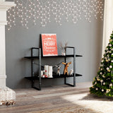 2-Tier Book Cabinet Black 100x30x70 cm Solid Pine Wood - Side View