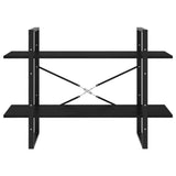 2-Tier Book Cabinet Black 100x30x70 cm Solid Pine Wood