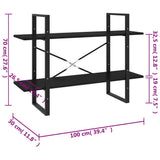 2-Tier Book Cabinet Black 100x30x70 cm Solid Pine Wood - Low Angle