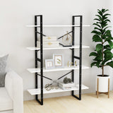 4-Tier Book Cabinet White 100x30x140 cm Engineered Wood - Side View