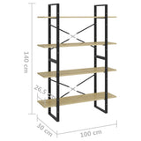 4-Tier Book Cabinet Sonoma Oak 100x30x140 cm Engineered Wood