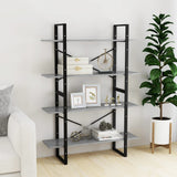 4-Tier Book Cabinet Concrete Grey 100x30x140 cm Engineered Wood - Side View