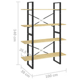 4-Tier Book Cabinet 100x30x140 cm Solid Pine Wood
