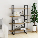4-Tier Book Cabinet 100x30x140 cm Solid Pine Wood - Side View
