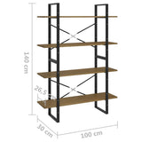 4-Tier Book Cabinet 100x30x140 cm Solid Pine Wood