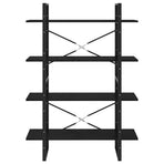 4-Tier Book Cabinet Black 100x30x140 cm Solid Pine Wood