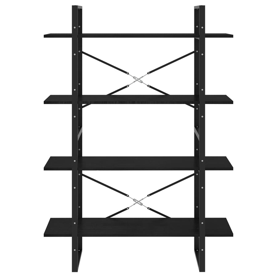 4-Tier Book Cabinet Black 100x30x140 cm Solid Pine Wood