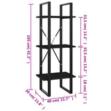 3-Tier Book Cabinet Black 40x30x105 cm Engineered Wood