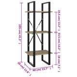 3-Tier Book Cabinet Sonoma Oak 40x30x105 cm Engineered Wood