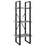 3-Tier Book Cabinet Concrete Grey 40x30x105 cm Engineered Wood - Front View