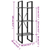 3-Tier Book Cabinet Concrete Grey 40x30x105 cm Engineered Wood - Close-Up Angle