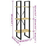 3-Tier Book Cabinet 40x30x105 cm Solid Pinewood