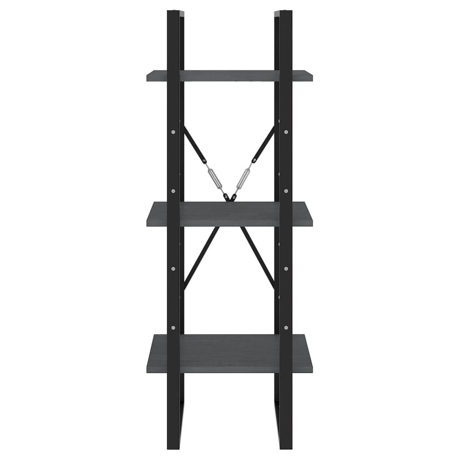 3-Tier Book Cabinet Grey 40x30x105 cm Solid Pinewood