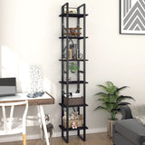 6-Tier Book Cabinet Black 40x30x210 cm Engineered Wood - Side View