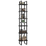 6-Tier Book Cabinet Black 40x30x210 cm Engineered Wood - Top-Down View