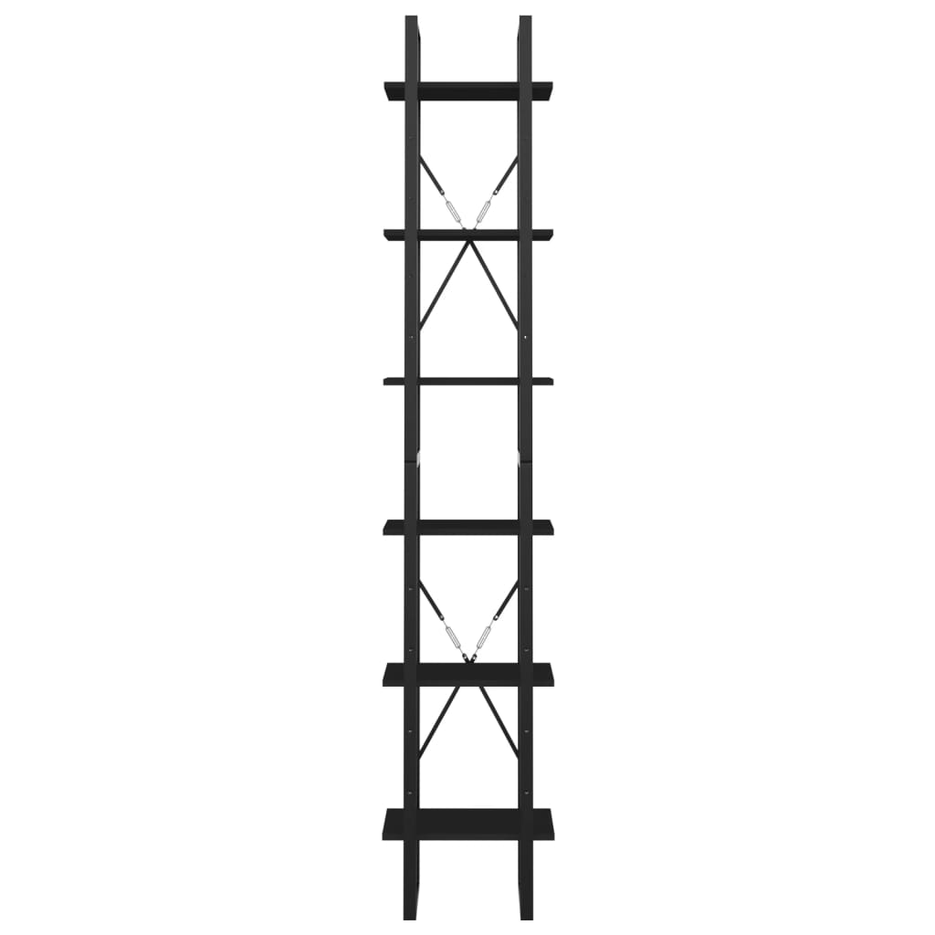 6-Tier Book Cabinet Black 40x30x210 cm Engineered Wood