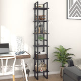 6-Tier Book Cabinet Grey 40x30x210 cm Engineered Wood - Side View