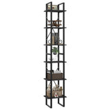 6-Tier Book Cabinet Grey 40x30x210 cm Engineered Wood - Top-Down View