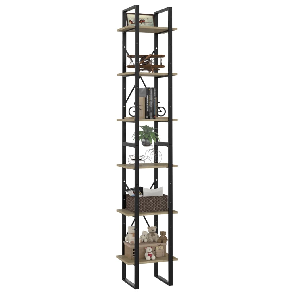 6-Tier Book Cabinet Sonoma Oak 40x30x210 cm Engineered Wood