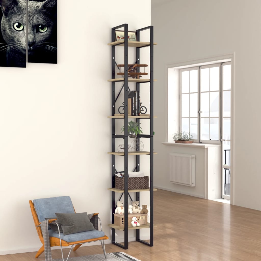 6-Tier Book Cabinet Sonoma Oak 40x30x210 cm Engineered Wood
