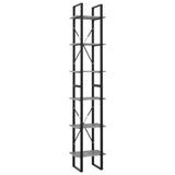 6-Tier Book Cabinet Concrete Grey 40x30x210 cm Engineered Wood