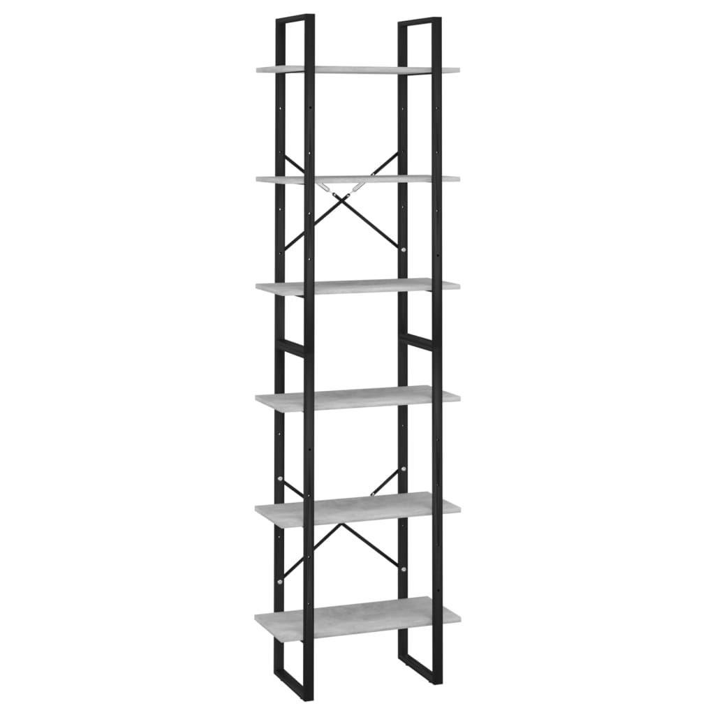 Storage Shelf Concrete Grey 60x30x210cm Engineered Wood