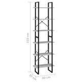 Storage Shelf Concrete Grey 60x30x210cm Engineered Wood - Low Angle