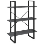 3-Tier Book Cabinet Grey 80x30x105 cm Solid Pine Wood