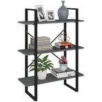 3-Tier Book Cabinet Grey 80x30x105 cm Solid Pine Wood