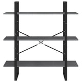 3-Tier Book Cabinet Grey 100x30x105 cm Solid Pine Wood