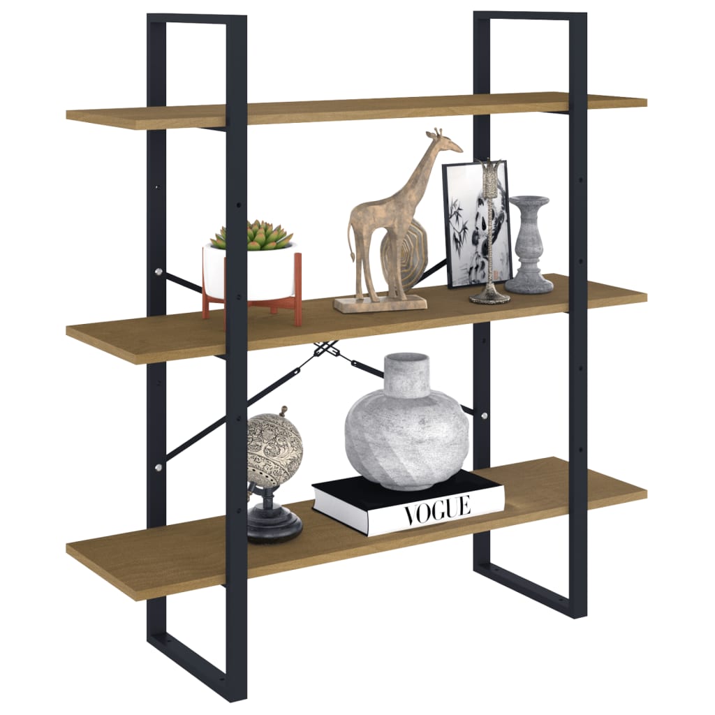 3-Tier Book Cabinet 100x30x105 cm Solid Pine Wood