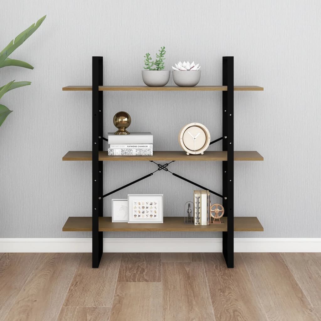 3-Tier Book Cabinet 100x30x105 cm Solid Pine Wood