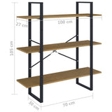 3-Tier Book Cabinet 100x30x105 cm Solid Pine Wood