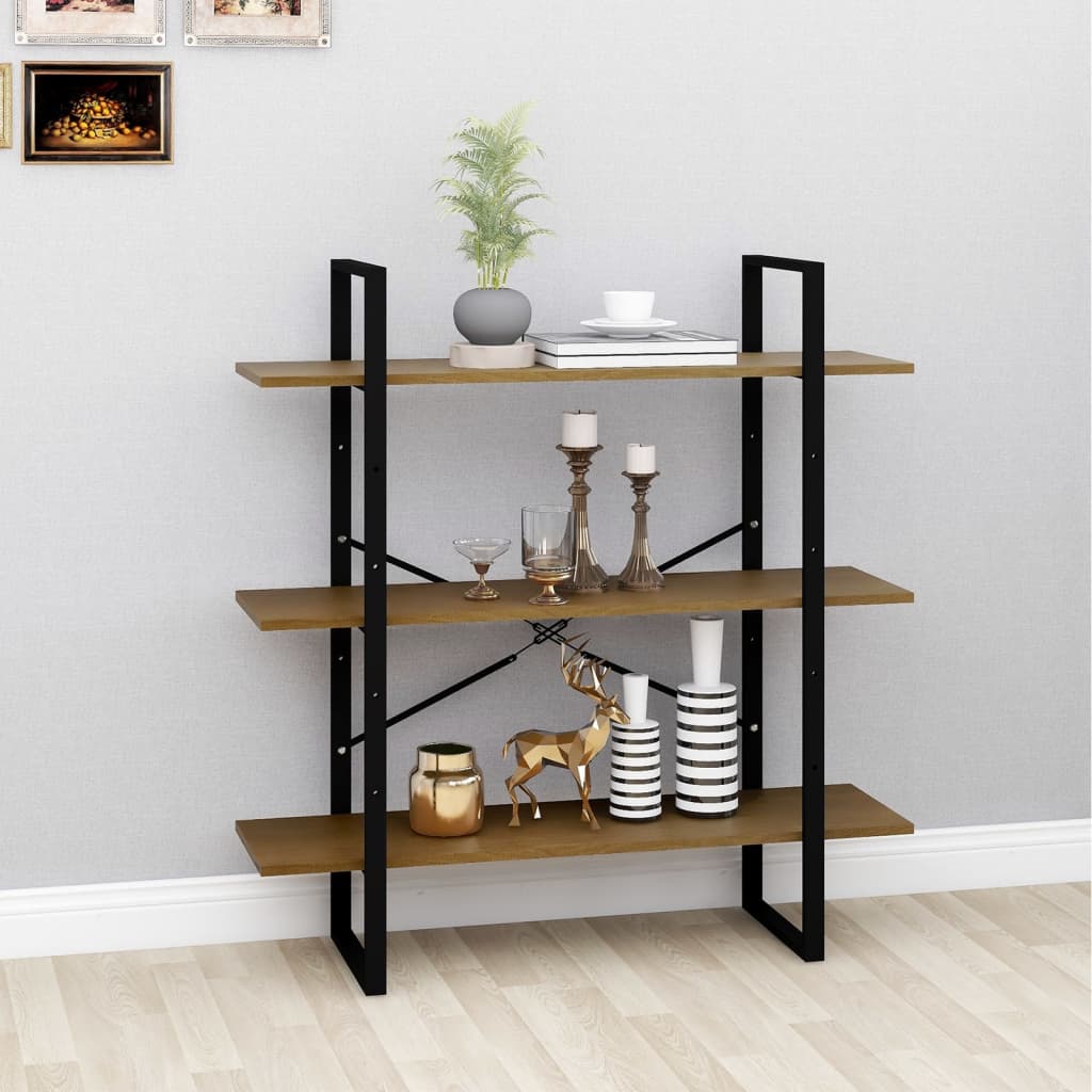 3-Tier Book Cabinet 100x30x105 cm Solid Pine Wood