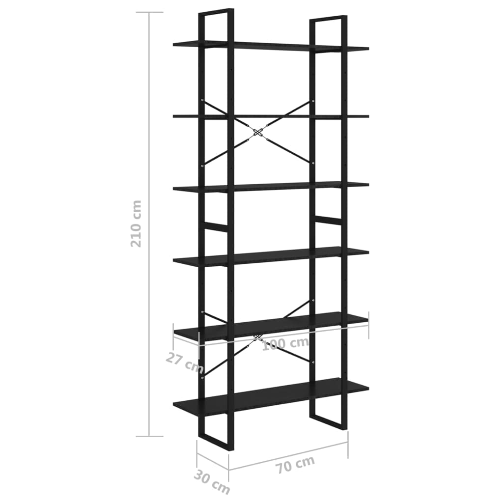 High Cabinet Black 100x30x210 cm Solid Pine Wood