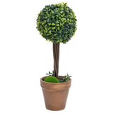 Artificial Boxwood Plants 2 pcs with Pots Ball Shaped Green 41 cm - Front View