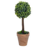 Artificial Boxwood Plants 2 pcs with Pots Ball Shaped Green 41 cm - Side View