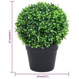 Artificial Boxwood Plants 2 pcs with Pots Ball Shaped Green 27 cm - Rear View
