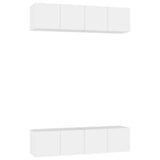TV Cabinets 4 pcs White 60x30x30 cm Engineered Wood - Front View