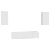 4 Piece TV Cabinet Set White Engineered Wood - Front View